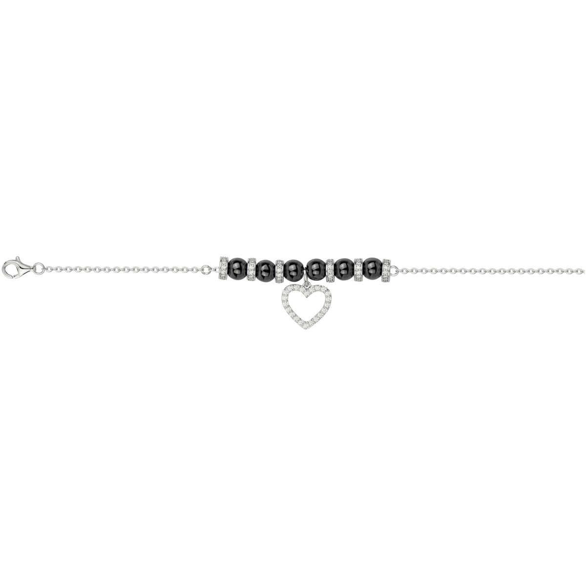 Bracelet souple mono-motif Clara en Argent avec oxyde de zirconium blanc