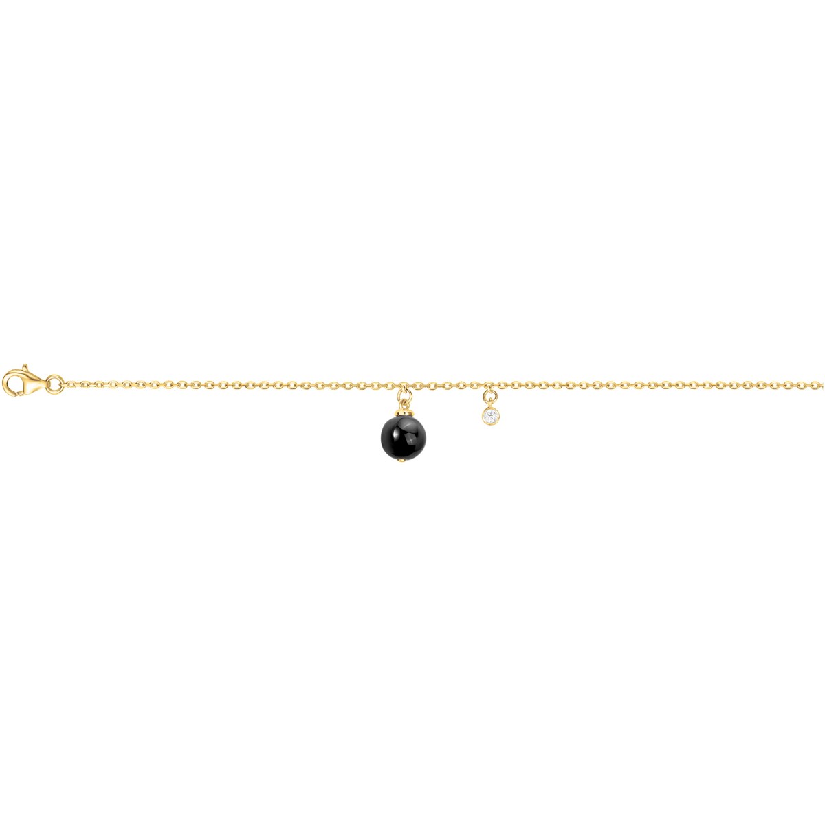 Bracelet souple mono-motif Aubrey en Plaqué Or avec oxyde de zirconium blanc