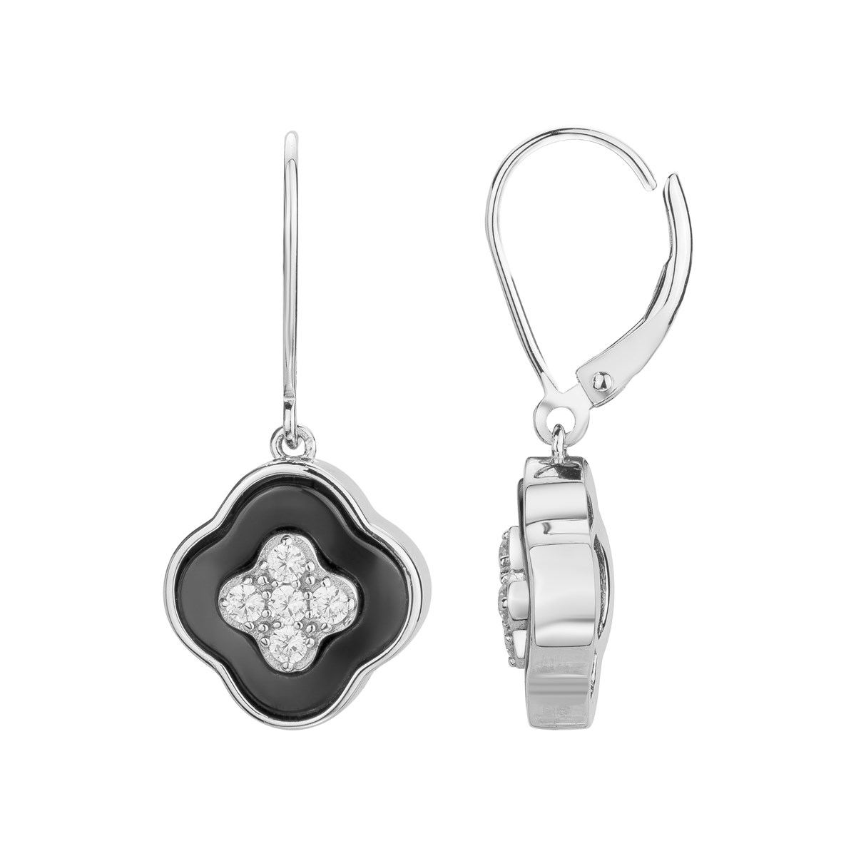 Boucles d'oreilles en Argent avec oxyde de zirconium blanc