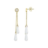 Boucles d'oreilles pendantes Eléa en Plaqué Or avec oxyde de zirconium blanc
