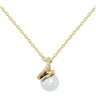 Collier mono-motif Layla en Plaqué Or avec oxyde de zirconium blanc