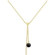 Collier Y Aubrey en Plaqué Or avec oxyde de zirconium blanc