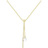 Collier Y Aubrey en Plaqué Or avec oxyde de zirconium blanc