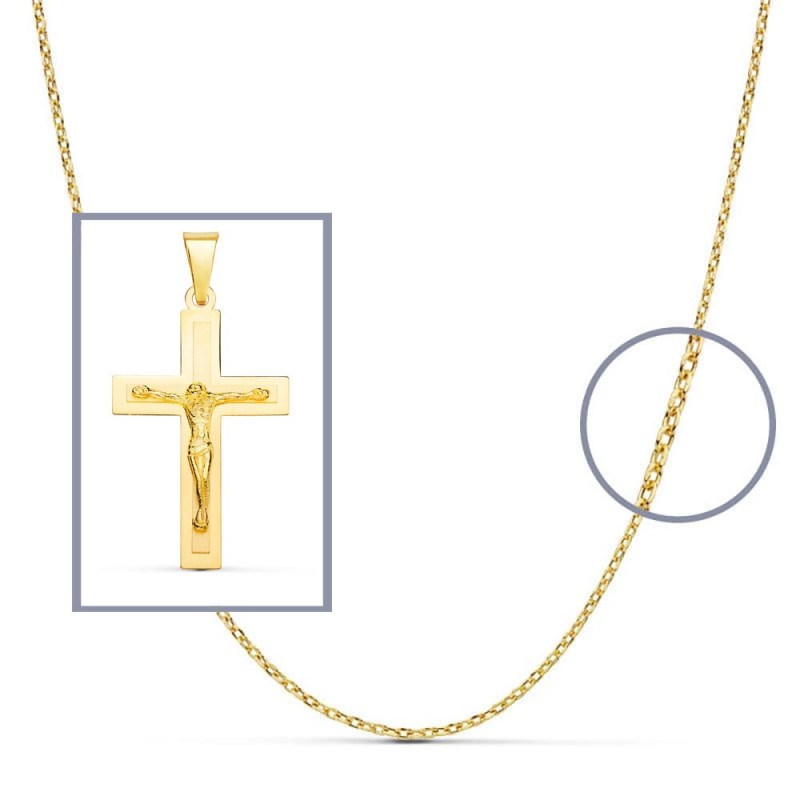 Pendentif  - Médaille Christ sur la Croix Or 18 Carats 750/000 Jaune - Chaine Offerte - vue 2