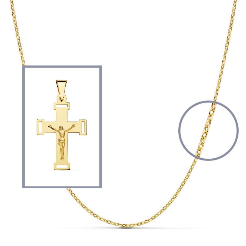 Pendentif  - Médaille Christ sur la Croix Or 18 Carats 750/000 Jaune - Chaine Offerte - vue 2