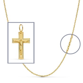 Pendentif  - Médaille Christ sur la Croix Or 18 Carats 750/000 Jaune - Chaine Offerte