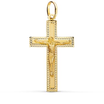 Pendentif  - Médaille Christ sur la Croix Or 18 Carats 750/000 Jaune - Chaine Offerte