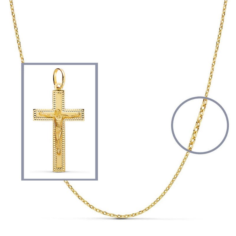 Pendentif  - Médaille Christ sur la Croix Or 18 Carats 750/000 Jaune - Chaine Offerte - vue 2