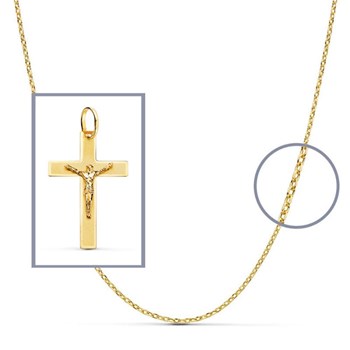 Pendentif  - Médaille Christ sur la Croix Or 18 Carats 750/000 Jaune - Chaine Offerte