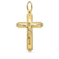 Pendentif  - Médaille Christ sur la Croix Or 18 Carats 750/000 Jaune - Chaine Offerte