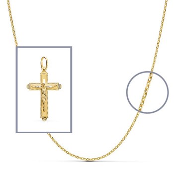 Pendentif  - Médaille Christ sur la Croix Or 18 Carats 750/000 Jaune - Chaine Offerte