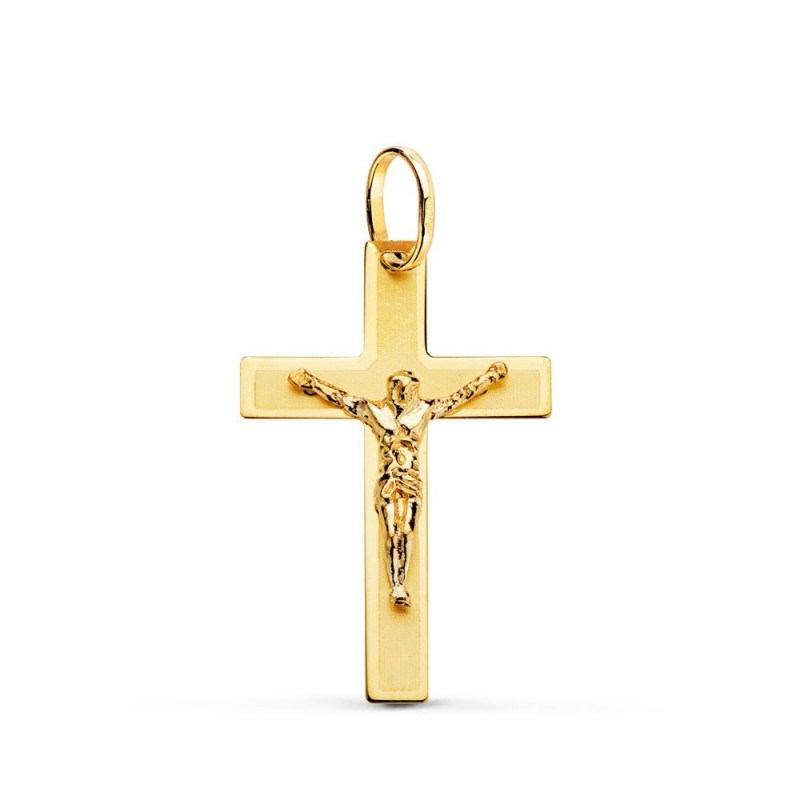 Pendentif  - Médaille Christ sur la Croix Or 18 Carats 750/000 Jaune - Chaine Offerte