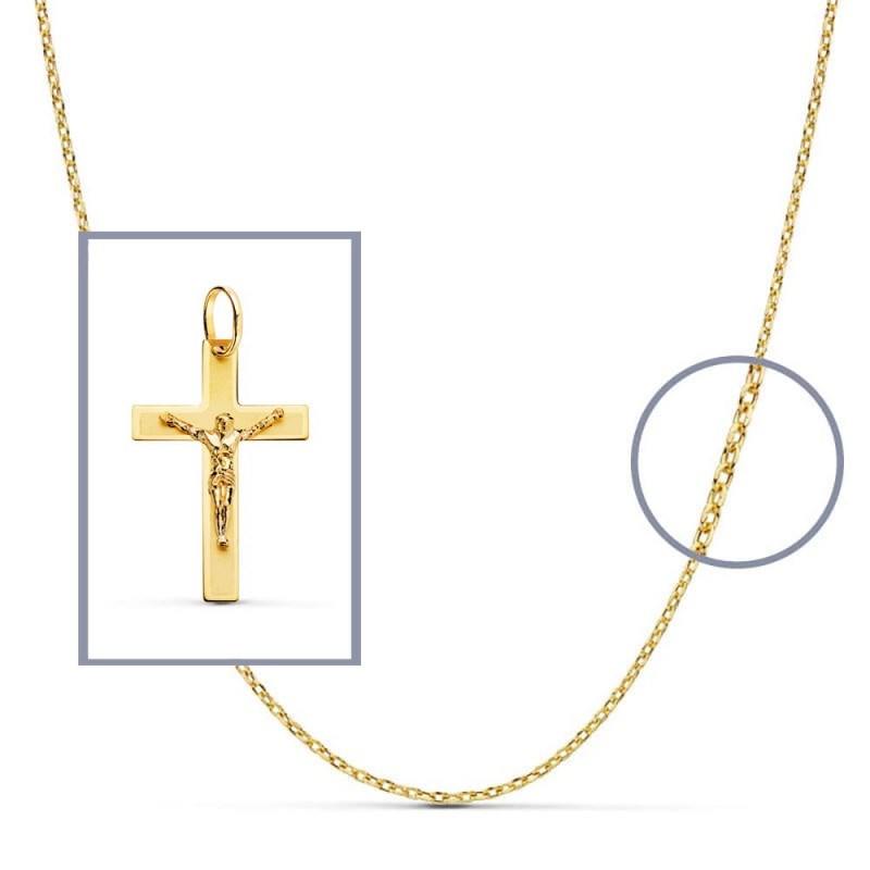 Pendentif  - Médaille Christ sur la Croix Or 18 Carats 750/000 Jaune - Chaine Offerte - vue 2