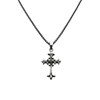 Collier Argent Massif Croix Gothique Pierre Zirconium Noir - vue V1