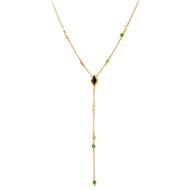 Collier En Argent Cravate Doré Pierre Naturelle Tourmaline