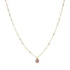 Collier Argent Doré Goutte Pierres Naturelles Quartz Rose Fraise - vue V1