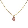 Collier Argent Doré Goutte Pierres Naturelles Quartz Rose Fraise - vue V2