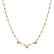 Collier En Argent Doré Pierres Naturelles Quartz Rose Fraise Pampilles Quartz Rose Fraise