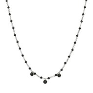 Collier En Argent Rhodié Pierres Naturelles Spinelle Noir Pampilles Spinelle Noir