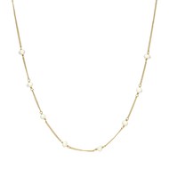 Collier Argent Doré Chaine Et Perles Naturelles Blanches
