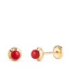 Boucles d'Oreilles Or 18 Carats 750/000 Jaune Bord Sculpté - Corail - vue V1