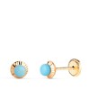 Boucles d'Oreilles Or 18 Carats 750/000 Jaune Bord Sculpté - Turquoise - vue V1