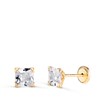 Boucles d'Oreilles Or 18 Carats 750/000 Jaune Carré Zirconium - vue V1