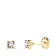 Boucles d'Oreilles Or 18 Carats 750/000 Jaune Zirconium