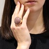 Bague Cabochon Luxe En Argent Doré Et Pierre Naturelle Quartz Fraise - vue V2