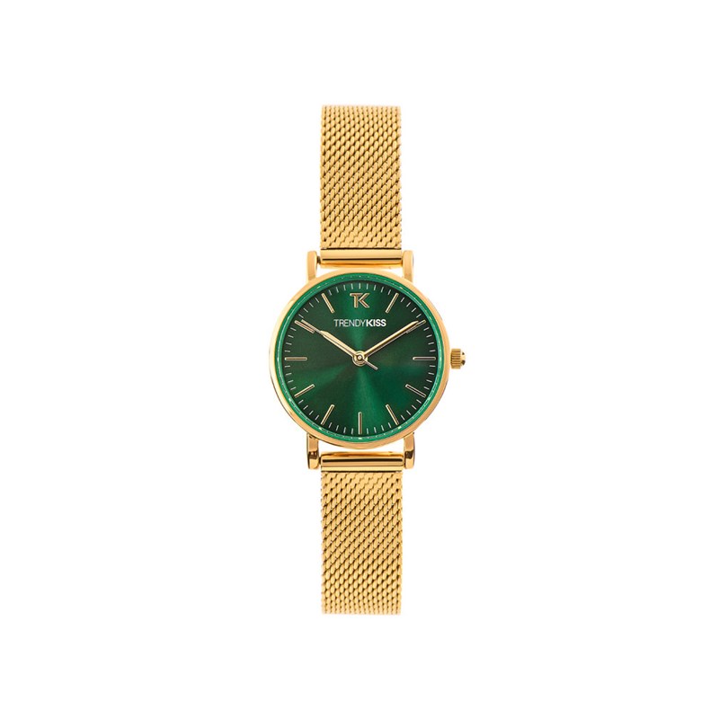 Charlotte - Montre femme - Analogique 3 aiguilles - Boitier de forme ronde en métal - Cadran vert
