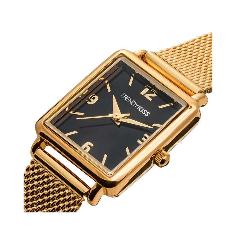 Lydie - Montre femme - Analogique 3 aiguilles - Boitier de forme carrée en métal - Cadran noir - vue 2
