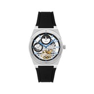 Drake Dual Time Automatic - Montre homme - Mouvement automatique squelette avec fonction 24H - Boitier argent