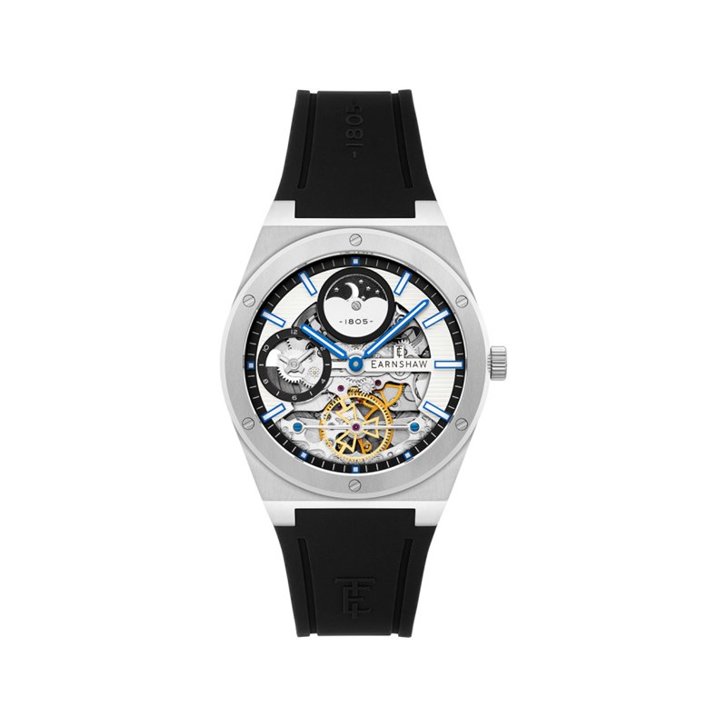 Drake Dual Time Automatic - Montre homme - Mouvement automatique squelette avec fonction 24H - Boitier argent