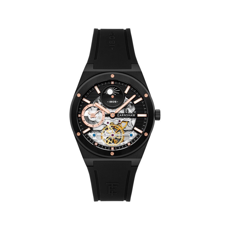 Drake Dual Time Automatic - Montre homme - Mouvement automatique squelette avec fonction 24H - Boitier noir