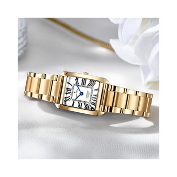 Montre femme - Mouvement quartz suisse 2 aiguilles - Bracelet doré