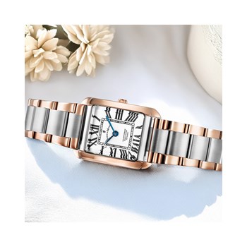 Montre femme - Mouvement quartz suisse 2 aiguilles - Bracelet argent doré rose