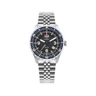 Montre homme - Mouvement Suisse Ronda GMT avec 3 aiguilles et date - Bracelet argent