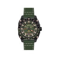 HAWKER HUNTER ATLAS GMT AUTOMATIC - Mouvement automatique japonais 24H - Bracelet vert