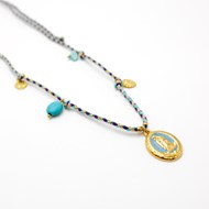 Collier cordon madone turquoise - CARLA