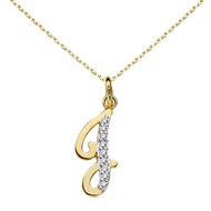 Pendentif Or 18 Carats 750 Jaune Pavé de Zirconiums - Initiale Lettre 'J' - Chaine Offerte