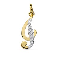 Pendentif Or 18 Carats 750 Jaune Pavé de Zirconiums - Initiale Lettre 'I' - Chaine Offerte