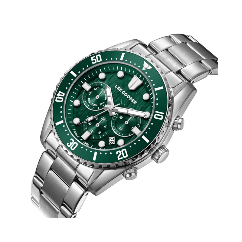 JACOB - Montre Homme - Analogique Mouvement Multifonction - Boitier rond en métal - Bracelet en métal - Cadran vert - vue 2