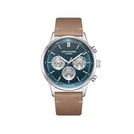 TYLER - Montre Homme - Analogique Mouvement Multifonction - Boitier rond en métal - Bracelet en cuir italien marron