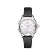 AMANDA - Montre Femme - Analogique Mouvement 3 aiguilles - Boitier rond en métal- Bracelet en cuir noir