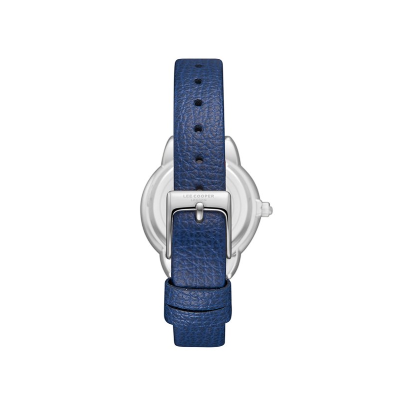 AMANDA - Montre Femme - Analogique Mouvement 3 aiguilles - Boitier rond en métal- Bracelet en cuir bleu - vue 4