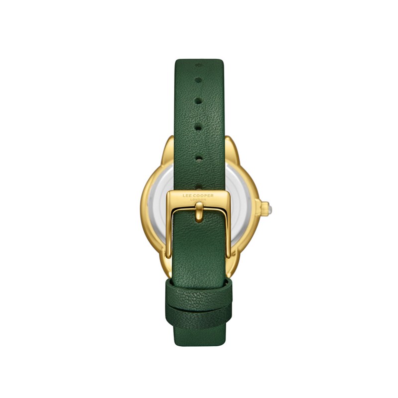 AMANDA - Montre Femme - Analogique Mouvement 3 aiguilles - Boitier rond en métal- Bracelet en cuir vert - vue 4