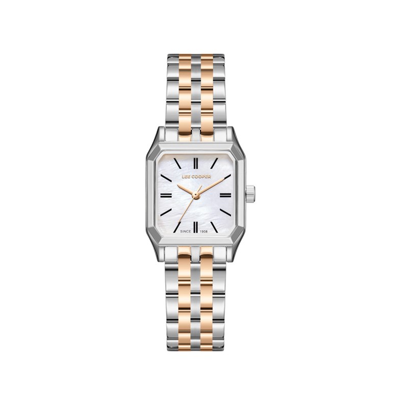 ANNE - Montre Femme - Analogique Mouvement 3 aiguilles - Boitier rectangulaire en métal - Bracelet en métal - Cadran blanc