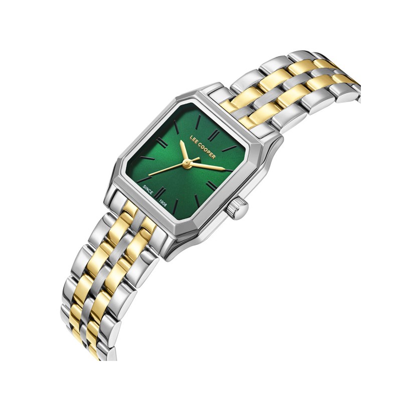 ANNE - Montre Femme - Analogique Mouvement 3 aiguilles - Boitier rectangulaire en métal - Bracelet en métal - Cadran vert - vue 2