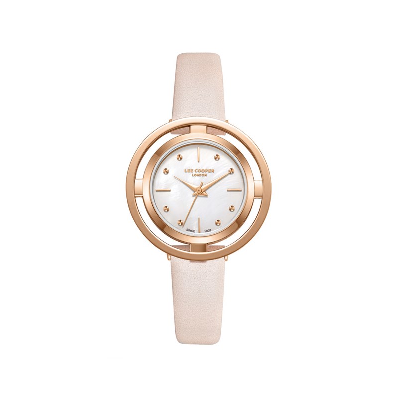 JENNIFER - Montre Femme - Analogique Mouvement 3 aiguilles - Boitier rond en métal - Bracelet en cuir rose