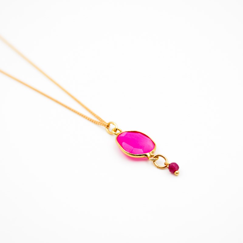 Collier pierres Calcédoine rose - CATHY